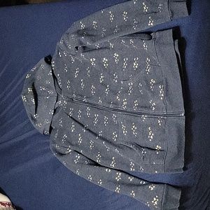 Black with gold hearts fleece zip up